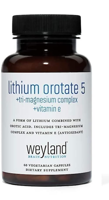 #ad Lithium Orotate 5mg Magnesium Vitamin E Brain Mood Support Weyland 05 26 $27.96