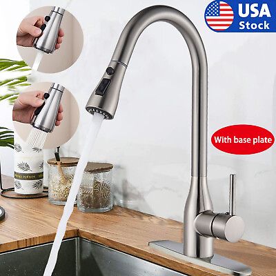 #ad Commercial Stainless Steel Kitchen Sink Faucet Pull Down Sprayer Spring Mixer $23.79