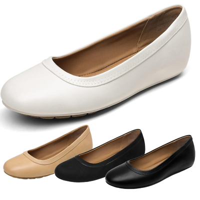 #ad Women Slip On Flat Shoes Low Wedge Round Toe Comfortable Ballet Flat Shoes $15.99