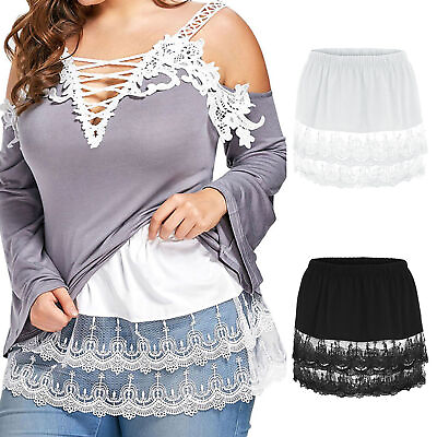 #ad 1PC Lace Camisole Long Tank Top Extender Cami Shirt Extenders Trim Layering Tee $13.17