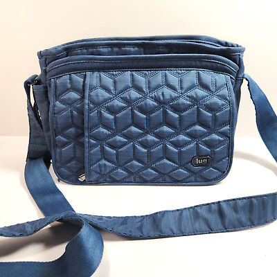 #ad Lug Wings Crossbody Shoulder Bag Blue Multi Pocket Travel Quilted Adjustable $29.00