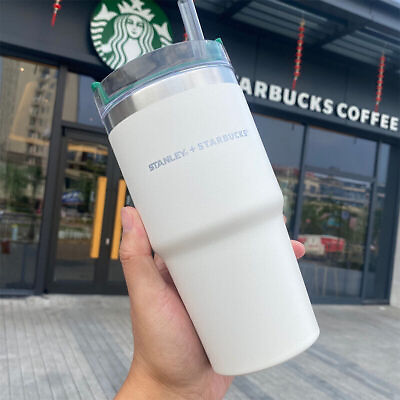 #ad Starbucks Stanley White Cream Stainless Steel Straw Cup 20oz Tumbler Car Cup $20.44