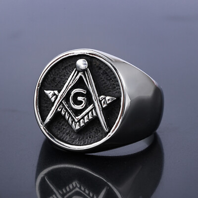 #ad Plated Freemason Ring Stainless Steel Masonic Sgnet Ring for Men 11 14 Size $12.99