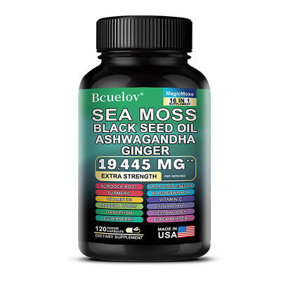 #ad Sea Moss Capsules Black Seed Oil Turmeric Ashwagandha Ginger Vitamin D $14.86