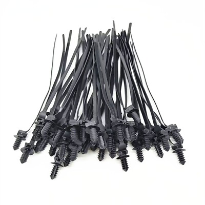 #ad 50Pcs Car Nylon Zip Mount Tie Wrap Cable Bundled Wire Fastening Clips Universal $14.30