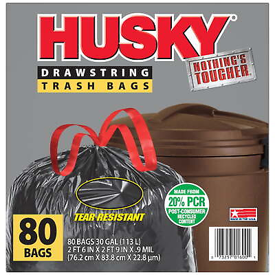 #ad Large Trash Bags 30 Gallon 80 Black Bags $16.67