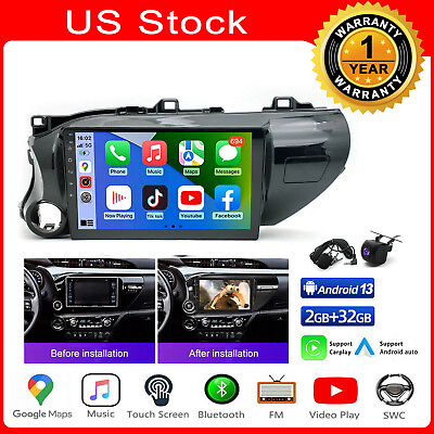 #ad 10.1quot; ANDROID13 STEREO RADIO CARPLAY GPS NAVI FM FOR TOYOTA HILUX 2016 2017 2018 $145.99