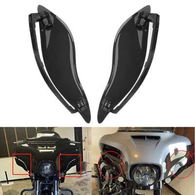 #ad 2X Motorcycle Side Wings Wind Air Deflector Fairing Black Fit for Harley Touring $14.28