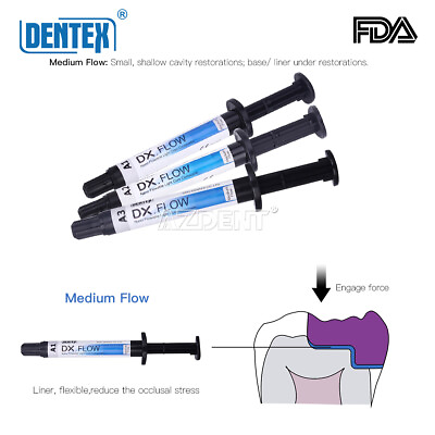 #ad DENTEX Dental Flowable Light Cure Composite Resin Medium Flow A1 A2 A3 3g USA $12.09