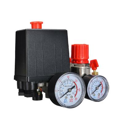 #ad Air Compressor Pressure Control Switch Valve Manifold Regulator w Gaug 120PSI $36.38