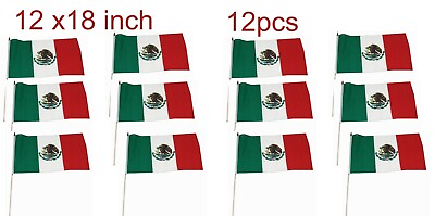 #ad 12pcs 12quot;x18quot; Mexico Flags Mexican Pole Plastic Stick Flag Wholesale $32.29