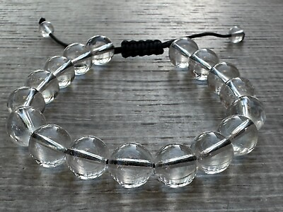 #ad Grade A Clear Quartz Crystal Adjustable Bead Bracelet 10mm Genuine Gemstone $12.35