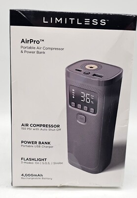 #ad Limitless AirPro Portable Air Compressor Power Bank Flashlight Graphite LMIAP4BI $40.00