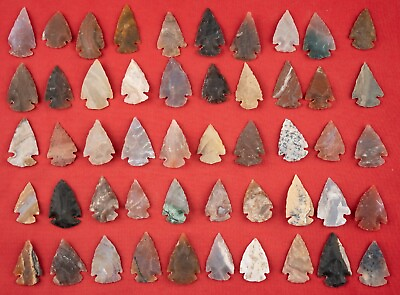 #ad *** 50 PC Lot Flint Arrowhead OH Collection Project Spear Points Knife Blade *** $19.96