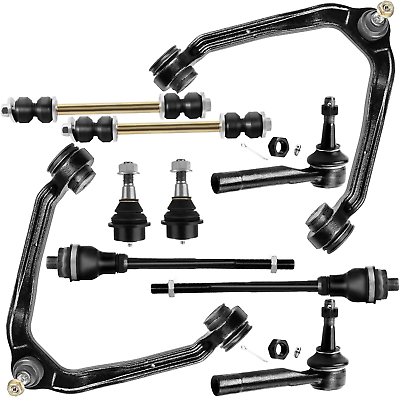 #ad 10Pcs Front Suspension Kit Upper Control Arm Inner Outer Tie Rod End Sway Bar Li $194.99