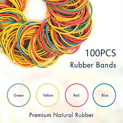 #ad 100Pcs Elastic Sturdy Rubber Bands Multicolor $3.79