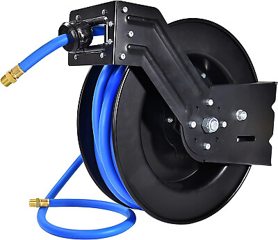#ad Aain Premium Heavy Duty Air Hose Reel 1 2 in x 50 ft Wall Mount Retractable $159.00