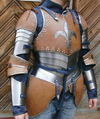 #ad 16GA SCA Steel Medieval Half Body Lady Armor Suit Leather Punched Cuirass LARP $437.04