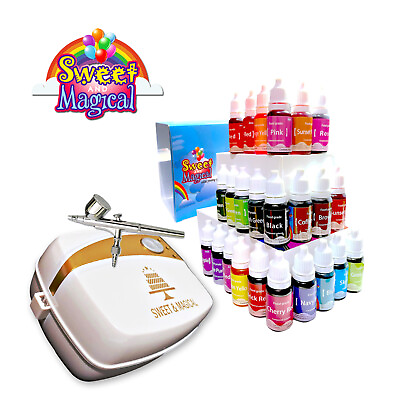 #ad #ad Airbrush Cake Kit bundleCompressorairbrush gun and 24 colors 10ml each bottle $75.99