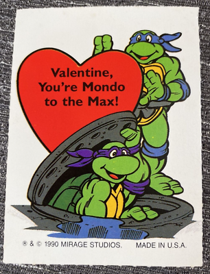 #ad Vintage Valentine Card Teenage Mutant Ninja Turtles Leonardo Donatello $6.49