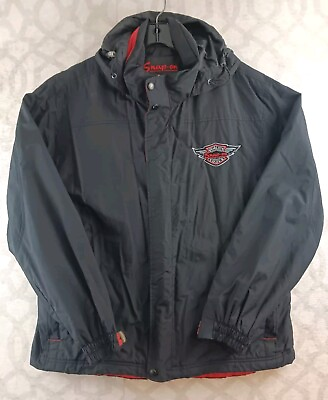 #ad Vintage Snap On Quality Tools Nylon Racing Jacket Men Large Hooded Black $39.99