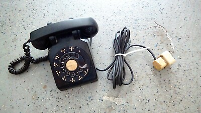 #ad VINTAGE ROTARY BLACK BELL SYSTEM BY WESTERN ELECTRIC TELEPHONE METAL BASE DESK $49.00