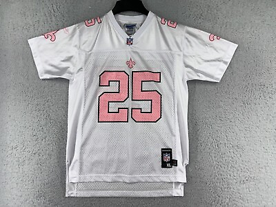 #ad New Orleans Saints Jersey Girls Extra Large White Pink Reebok #25 Reggie Bush $23.64