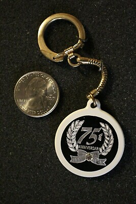 #ad 75th Anniversary 1891 1966 Vintage Plastic Blank Keychain Key Ring #22191 $5.60