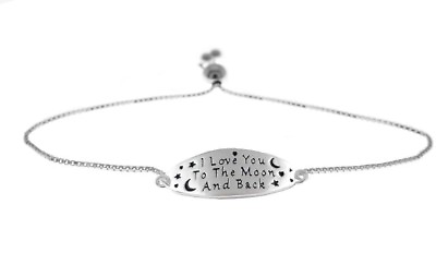 #ad Solid sterling Silver quot;I Love You To the Moon and Backquot; Adjustable Bracelet $13.99