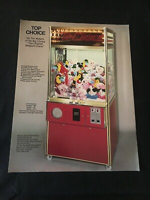 #ad Top Choice Crane Arcade Game Flyer NOS $5.00