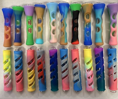#ad #ad Pack of 3 3quot; inch Silicone Glass Tobacco Chillum Smoking Pipes 3 assorted pcs $14.99