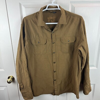 #ad Men#x27;s Kuhl 5 Panel Sleeve Button Front Shirt Brown Long Sleeve XXL 2XL $24.97