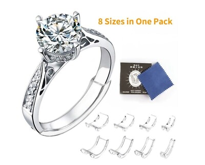 #ad 8 Pcs Ring Size Adjuster Invisible Clear Ring Sizer Jewelry Fit Reducer Guard US $4.40