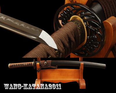 #ad T10 High Carbon Steel Japanese Wakizashi Samurai Sword Clay Tempered Full Tang $195.00