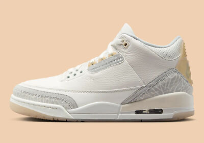 #ad Nike Air Jordan 3 Retro Craft Ivory Grey Mist Sneakers FJ9479 100 Mens Size $169.97
