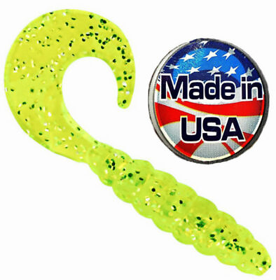 #ad 🌟 Apex Tackle Chartreuse Silver Flake Curly Tail 1 inch Fishing Grubs 12 pack $3.95