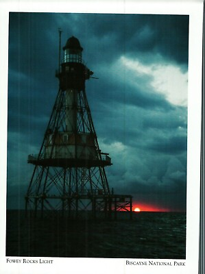 #ad *Florida quot;Fowey Rocks Lightquot; ...on Tip of Key Biscayne Postcard {G287} $3.99