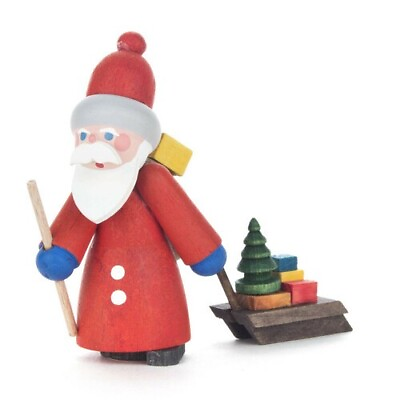 #ad Handmade Wooden German Christmas Santa Handmade Figurine with Sled 7cm $41.99