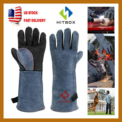#ad 16#x27;#x27; Welding Gloves TIG Heat Resistant Unibody Cow Split Leather BBQ Cooking $8.99