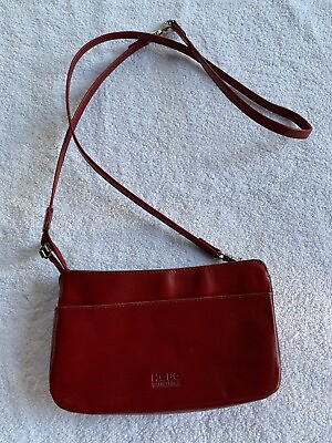 #ad Hobo International Crossbody Handbag Purse Leather Sleek Candy Apple Red Silver $49.92