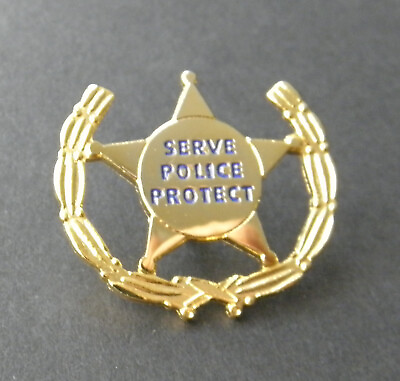 #ad SERVE AND PROTECT WREATH PIN BADGE LAPEL PIN 1 INCHES $5.64