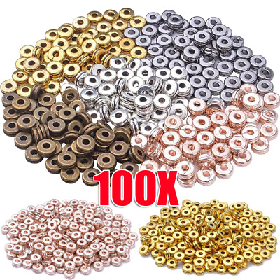 #ad 100X Tibetan Silver Round Flat Charm Spacer Beads 6MM Jewelry DIY Findings $3.29