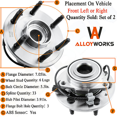 #ad AWD Front Wheel Hub Bearings for 2007 2014 Chevy Silverado GMC Sierra 1500 Tahoe $99.00