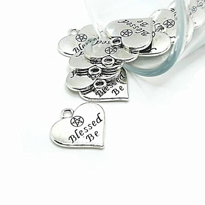 #ad 4 20 or 50 pcs Silver Blessed Be Wiccan Heart Charm US Seller AS291 $8.95