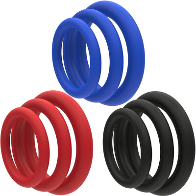 #ad Cock Ring 3 Pack Soft Stretchy Silicone Stay Hard Penis Rings Last Longer ED $8.99