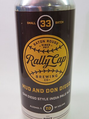 #ad Craft BEER Empty Can: RALLY CAP Brewing Mud and Don Diego IPA Baton Rouge LA $9.77