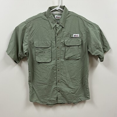 #ad World Wide Sportsman Shirt Mens Large Green Short Sleeve Fishing Vented $10.88