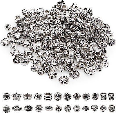 #ad 180Pcs± Silver Spacer Beads for Jewelry Making 100G Tibetan Beads Spacer 24 Sty $16.76