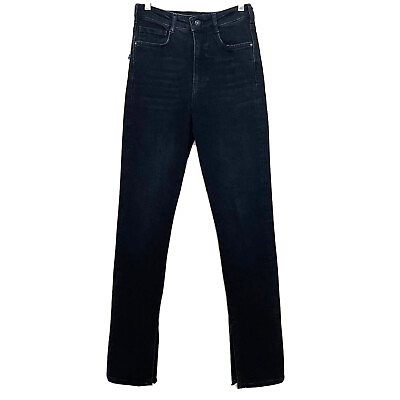 #ad Anthropologie Pilcro Black Jean Size 27 Split Ankle Straight Leg Ultra High Rise $39.99