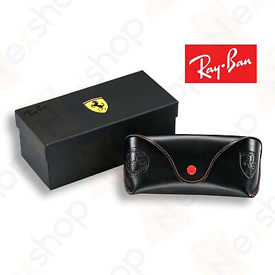 #ad Rayban Ferrari Sunglasses Eyeglasses Soft Leather Black Case w Cleaning Cloth $11.99